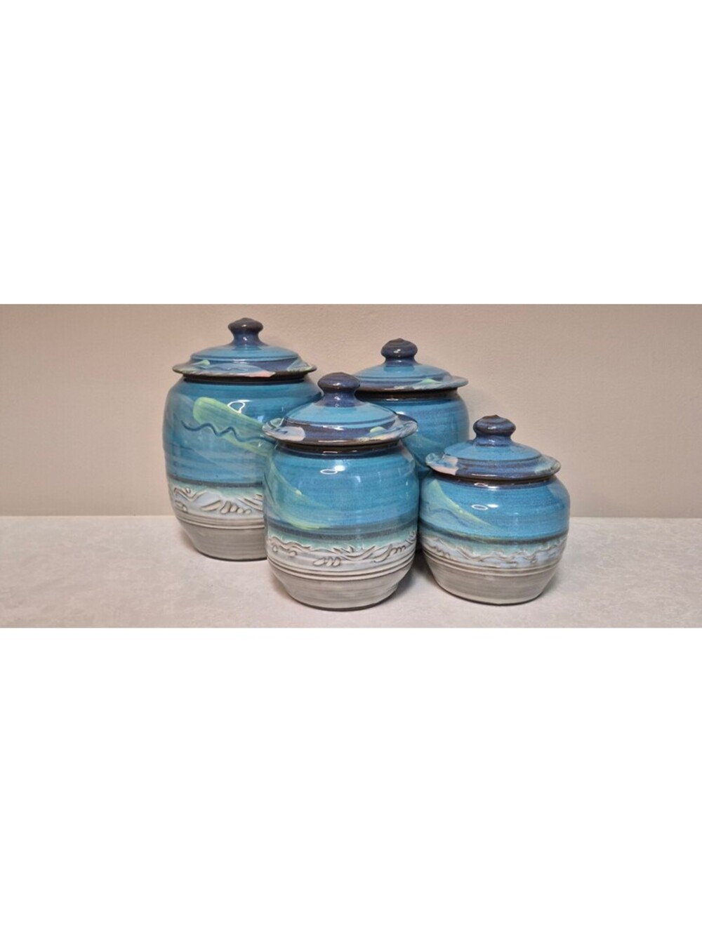 Jonathan Harper Studio Pottery 4-Piece Kitchen Canister Set Signed Waterdown ON